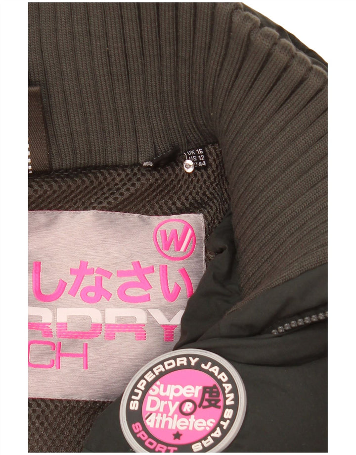 Giacca imbottita con cappuccio grafica da donna Superdry UK 16 grande poliestere verde