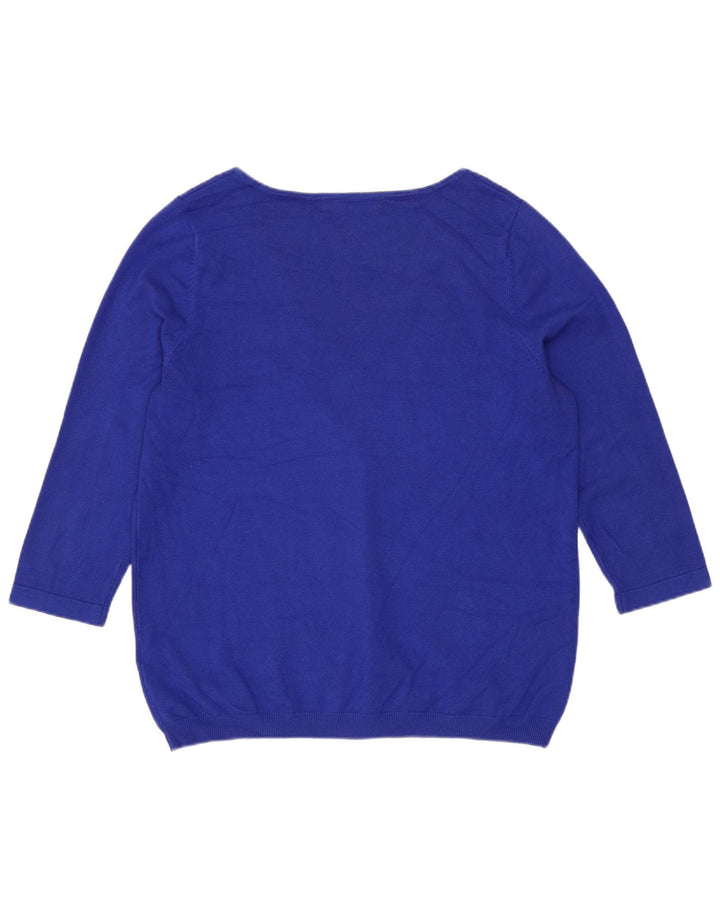 Maglione da donna Marks & Spencer con maniche a 3/4 e scollo a V UK 12 Blu medio