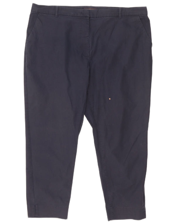 Pantaloni cropped slim fit da donna Marks & Spencer UK 18 XL W38 L25 Blu navy