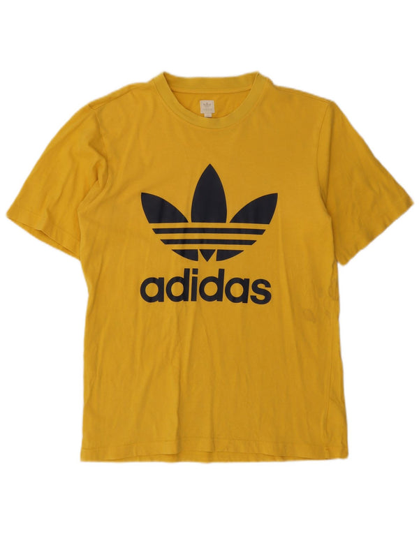 T-shirt grafica da uomo Adidas Top piccola in cotone giallo