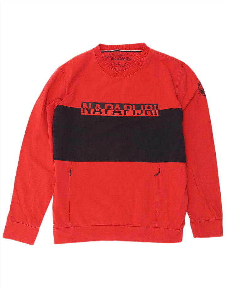 Felpa grafica da uomo Napapijri Maglione 2XL Rosso Colourblock