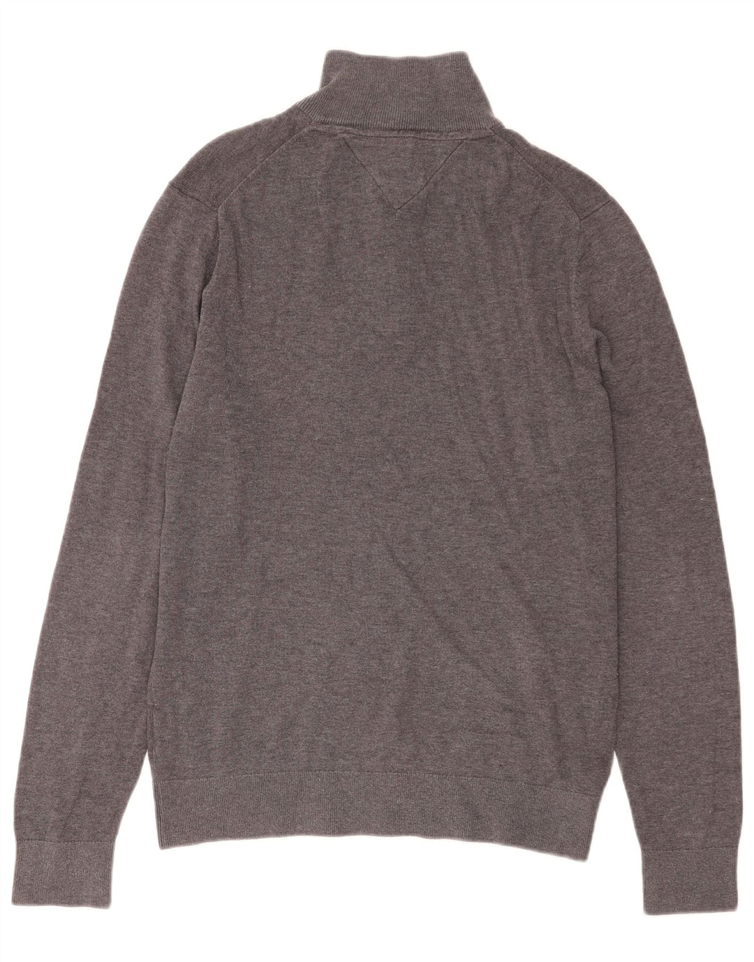 Maglione maglione da uomo con zip e collo Tommy Hilfiger in cotone chiazzato grigio medio