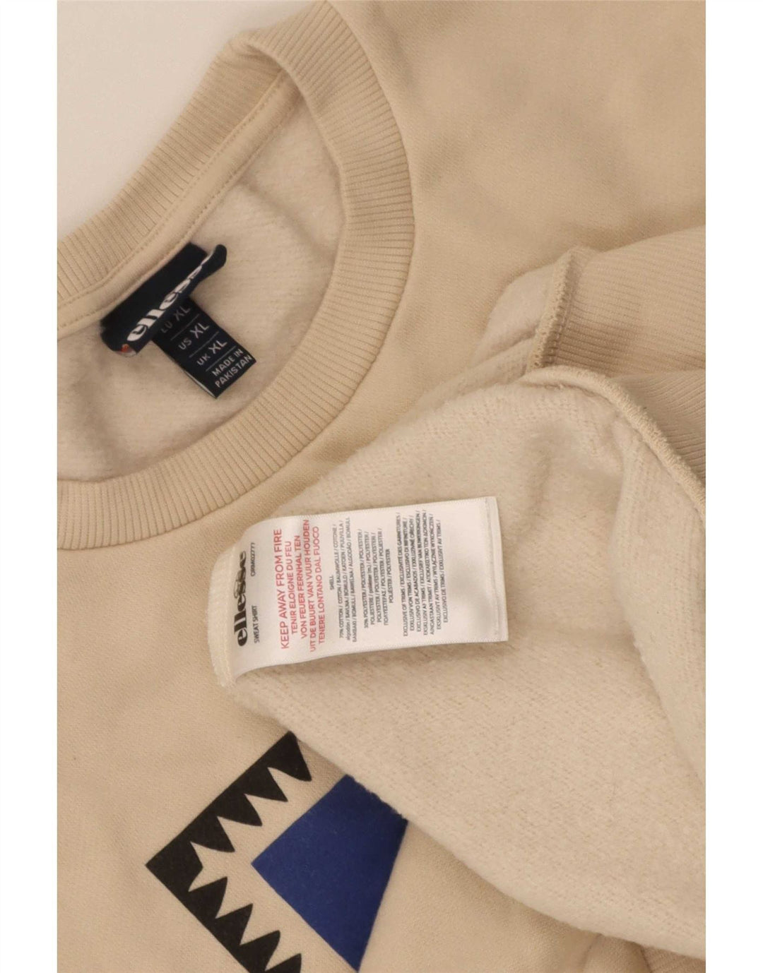 Felpa grafica da uomo Ellesse Maglione XL Cotone beige