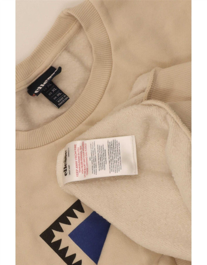 Felpa grafica da uomo Ellesse Maglione XL Cotone beige