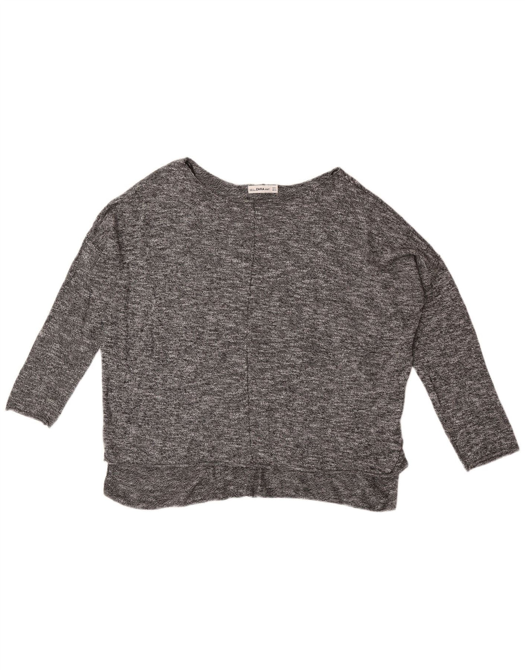 Maglione oversize con scollo a barca da donna Zara UK 10 piccolo grigio screziato