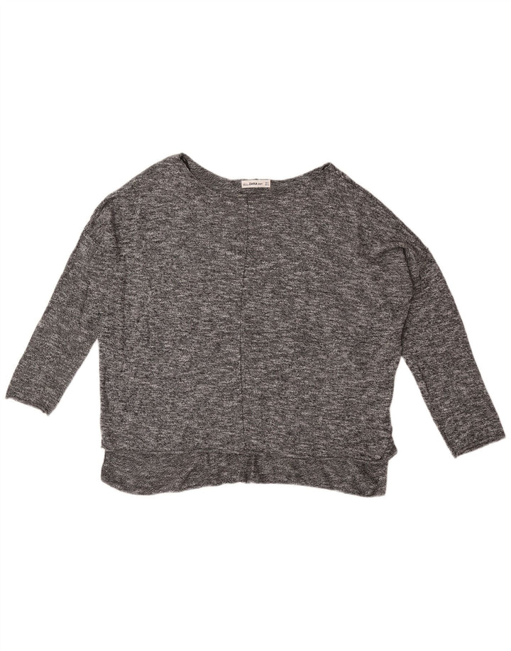 Maglione oversize con scollo a barca da donna Zara UK 10 piccolo grigio screziato