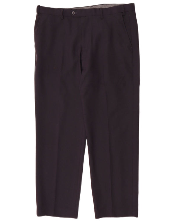 Pantaloni da abito vestibilità regolare da uomo Marks & Spencer W36 L29 poliestere blu navy
