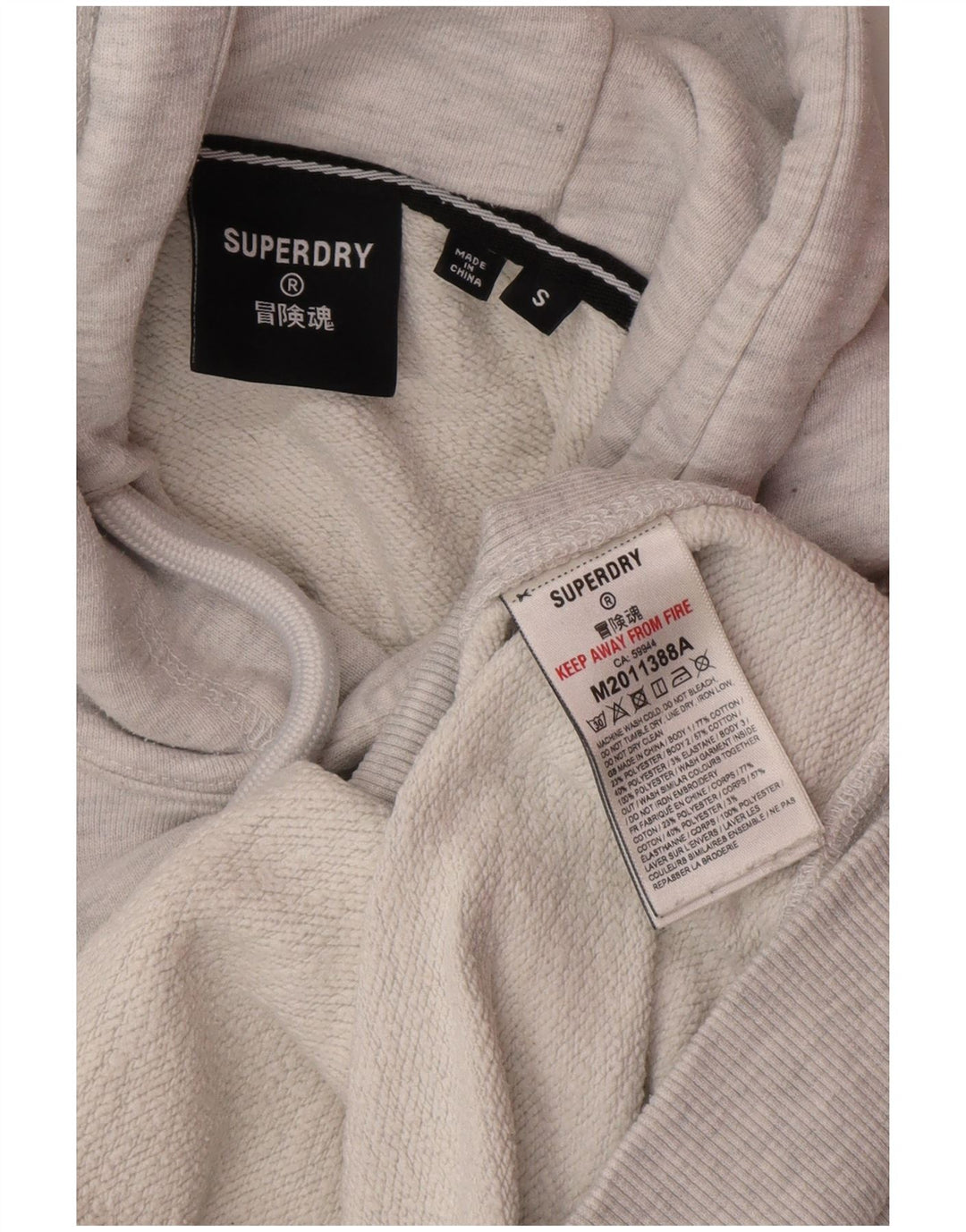 Felpa con cappuccio grafica da uomo Superdry Small in cotone grigio