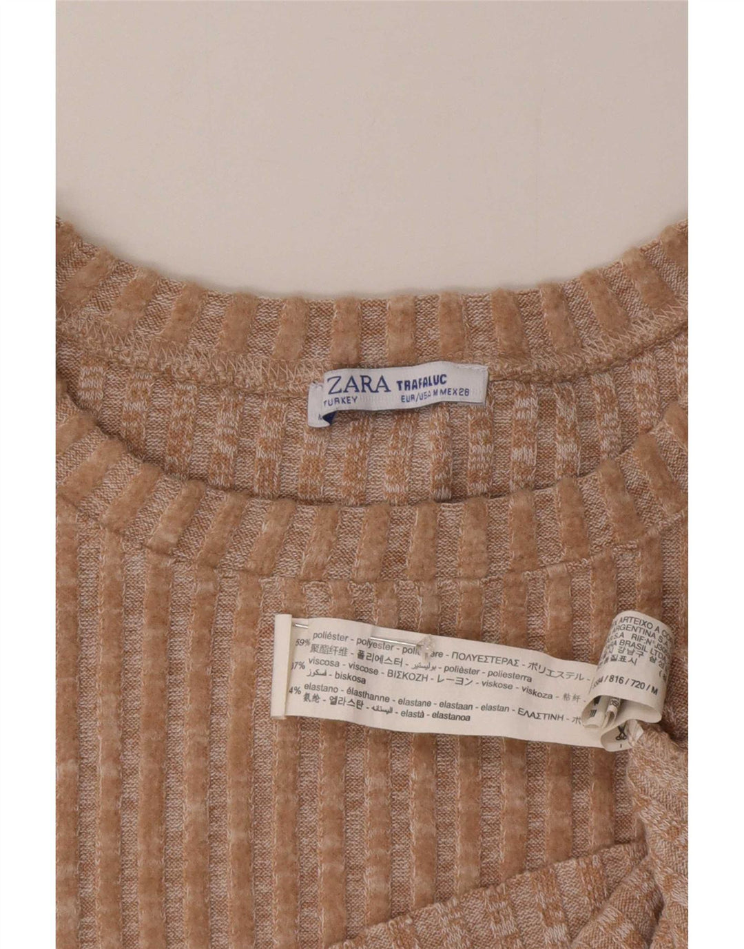 Maglione girocollo oversize corto da donna Zara UK 14 Beige medio