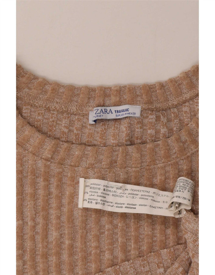 Maglione girocollo oversize corto da donna Zara UK 14 Beige medio