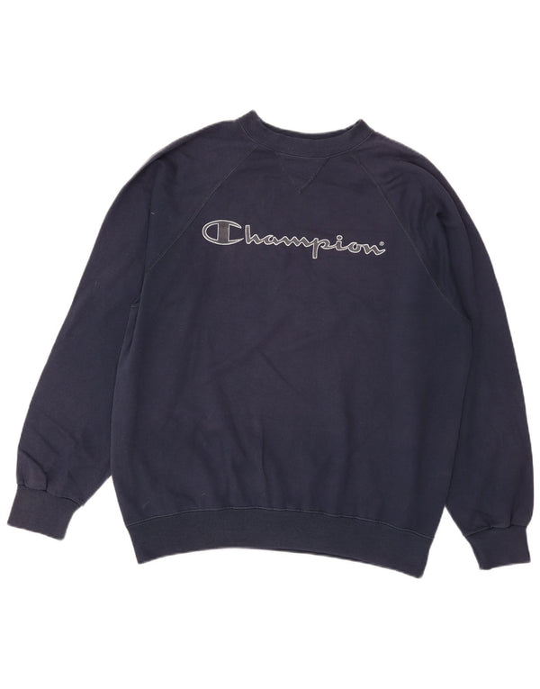 Felpa grafica da uomo Champion, maglione grande, blu navy