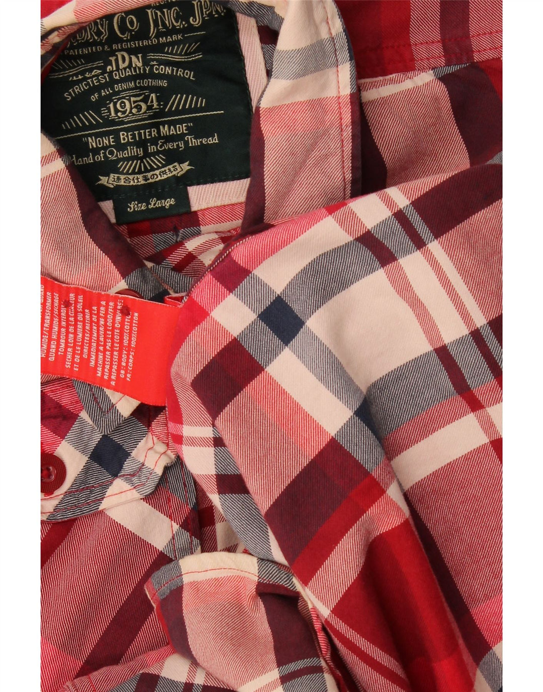 Camicia da uomo Superdry in cotone a quadri rossi grandi