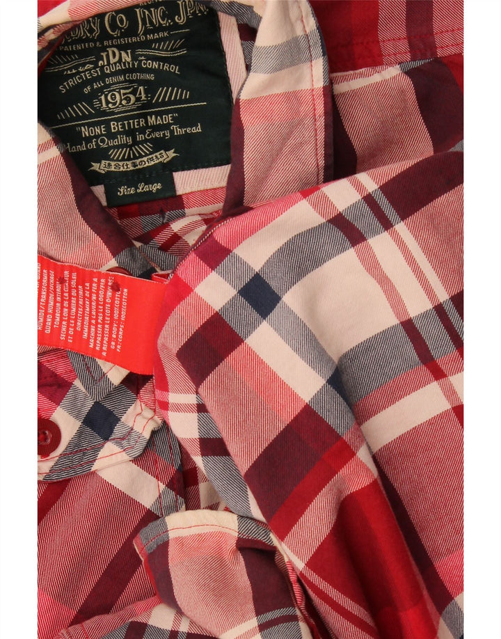 Camicia da uomo Superdry in cotone a quadri rossi grandi