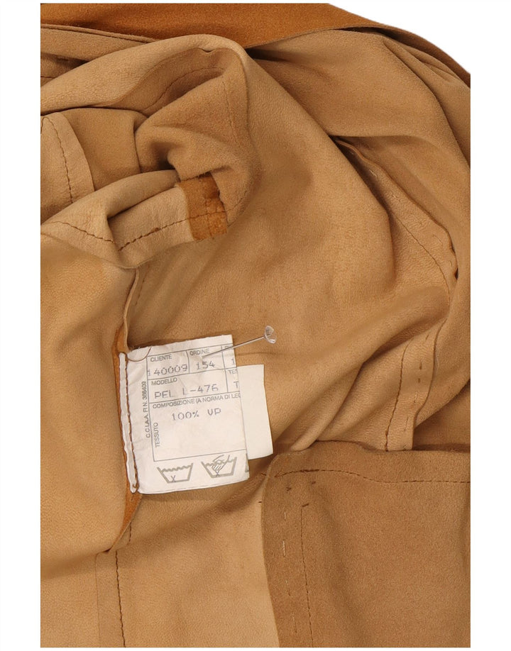 Camicia overshirt da donna vintage in pelle scamosciata IT 44 Pelle beige medio