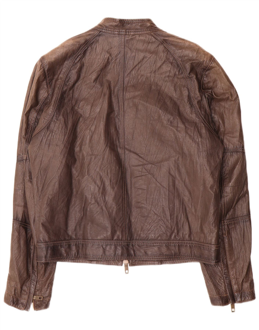 Giacca in pelle vintage da uomo IT 48 Marrone medio