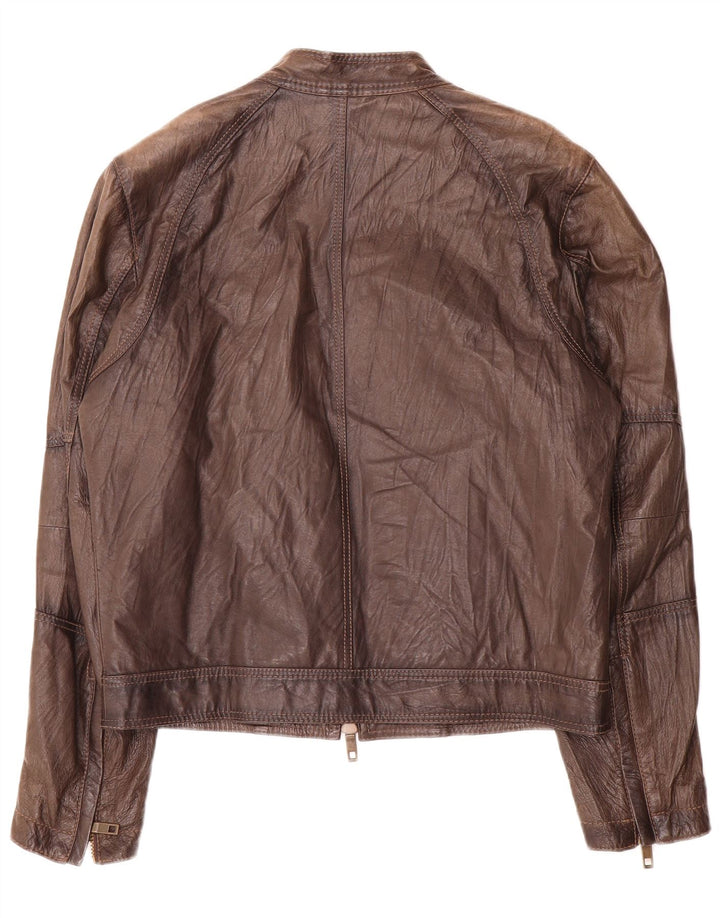 Giacca in pelle vintage da uomo IT 48 Marrone medio