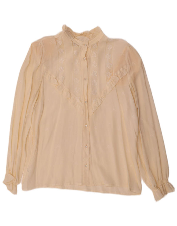 Camicetta da donna VINTAGE IT 44 Acetato floreale bianco sporco medio