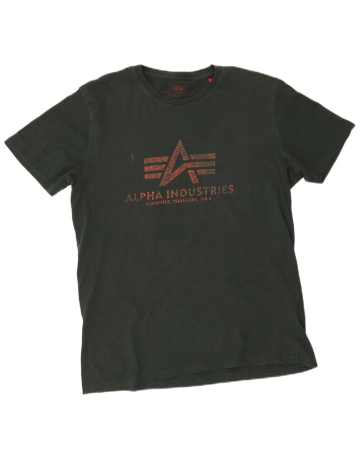 T-shirt grafica da uomo Alpha Industries Top grande in cotone verde