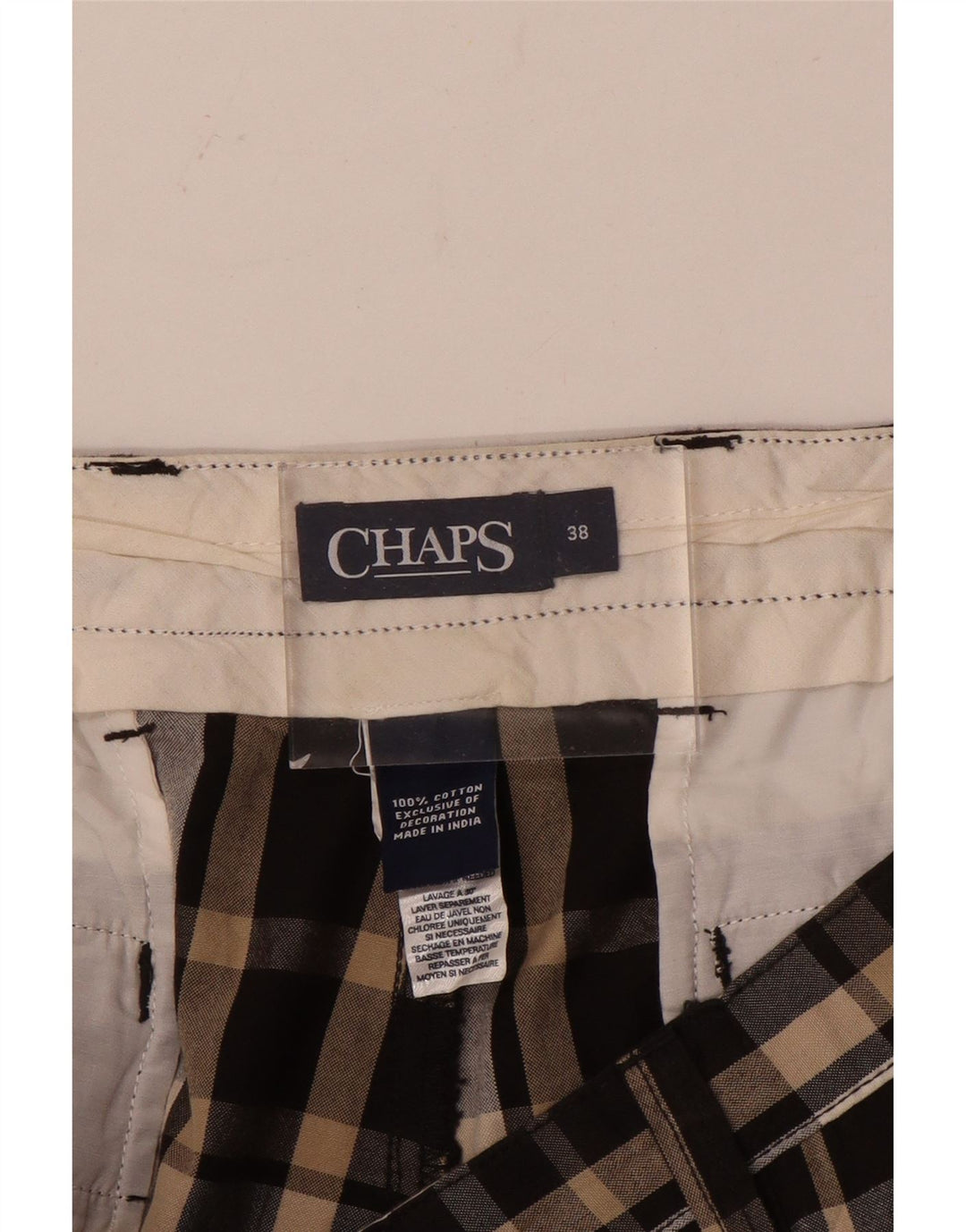 Pantaloncini chino da uomo Chaps W38 XL in cotone a quadri marroni