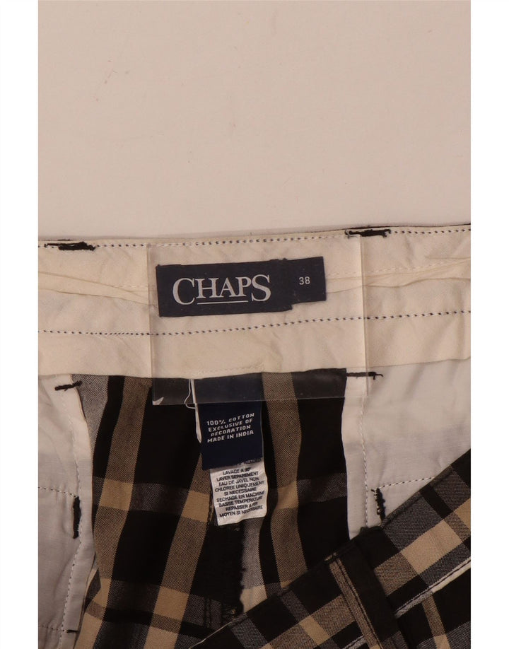 Pantaloncini chino da uomo Chaps W38 XL in cotone a quadri marroni