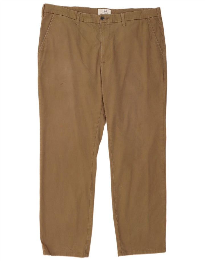 Pantaloni chino vestibilità regolare da uomo Marks & Spencer W40 L31 cotone beige