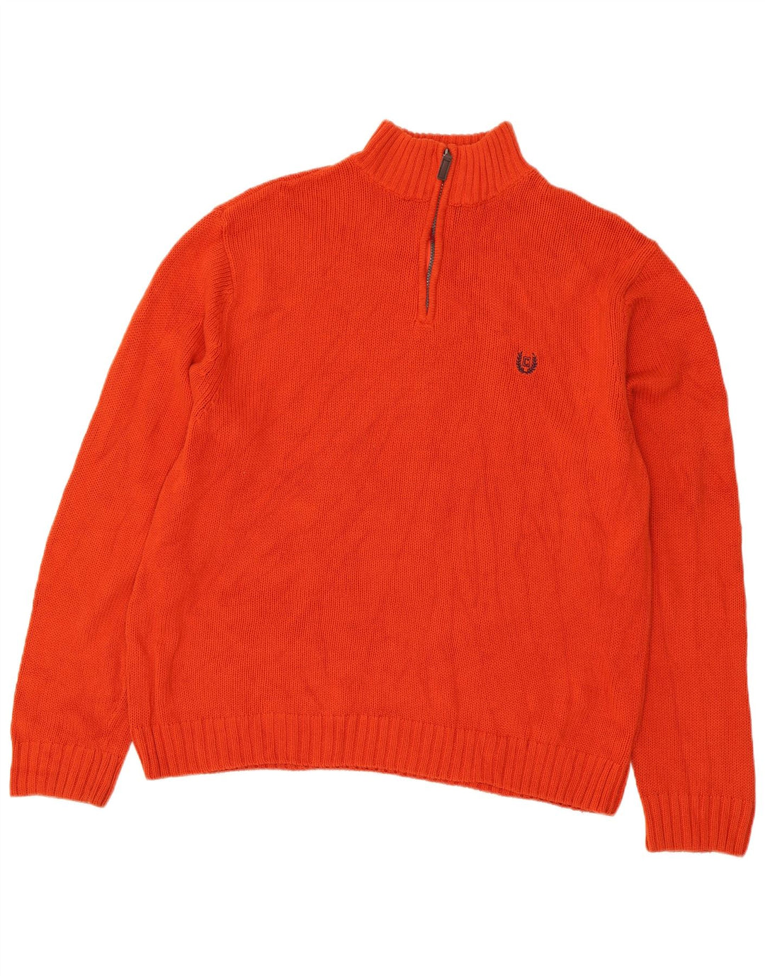 Maglione da uomo con collo con zip CHAPS XL in cotone arancione