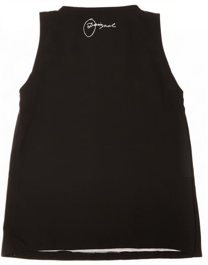 Desigual Gilet grafico da donna Top UK 12 Poliestere geometrico nero medio