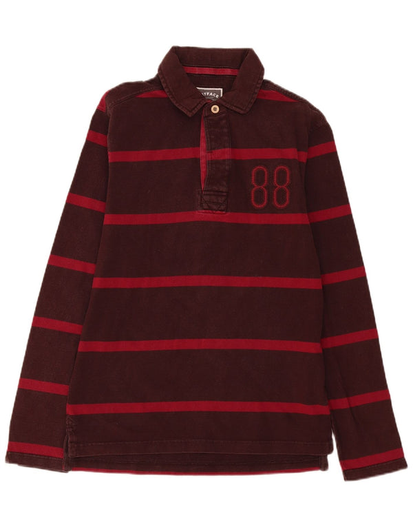 Polo da rugby a maniche lunghe con grafica da uomo Fat Face, piccola a righe bordeaux
