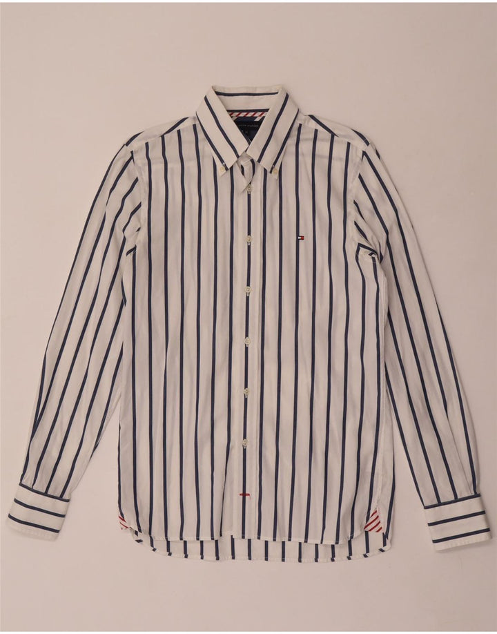 Camicia da uomo Tommy Hilfiger in cotone a righe bianche medie