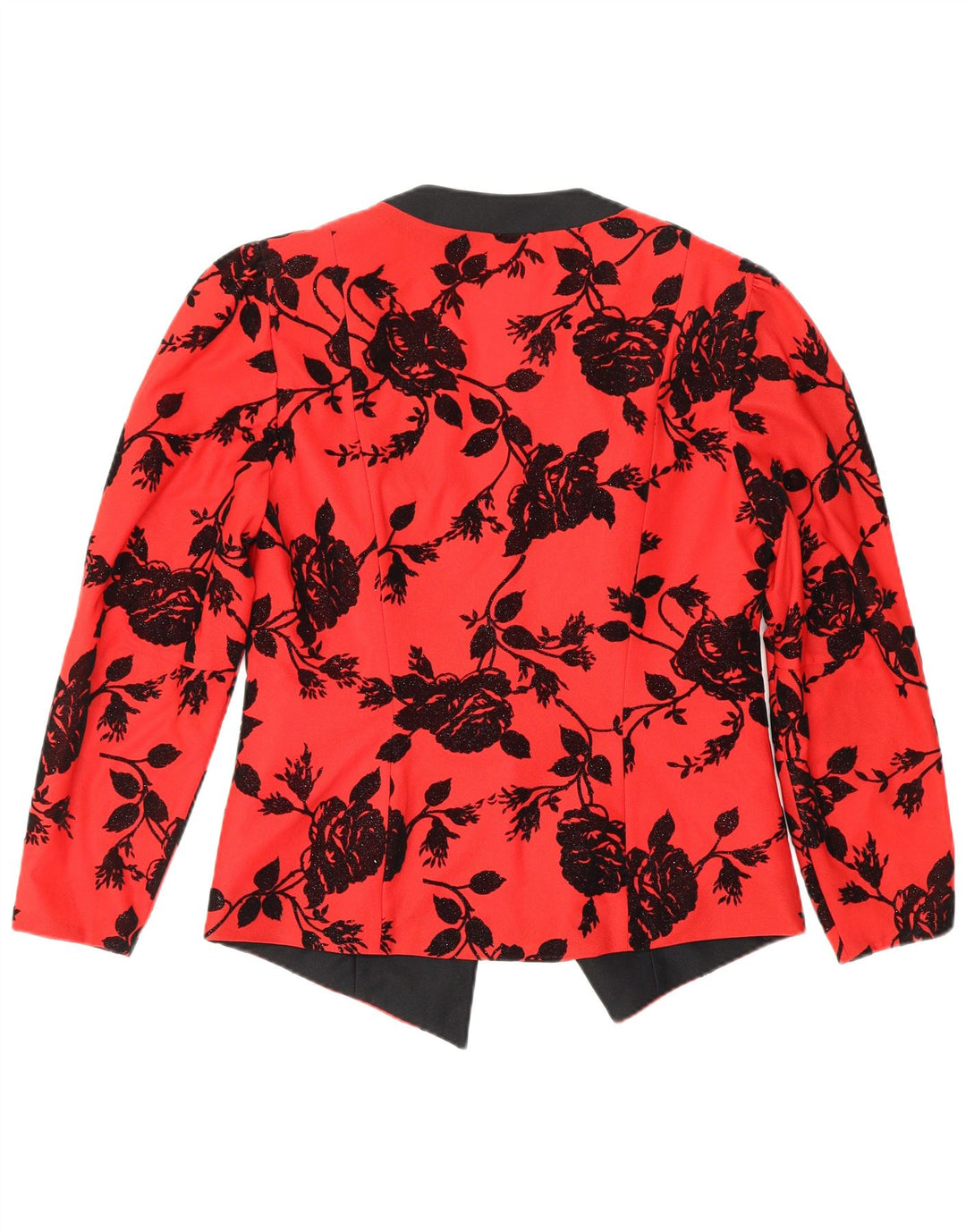 Giacca blazer da donna a 1 bottone VINTAGE UK 12 Poliestere floreale rosso medio