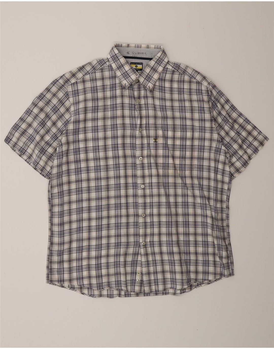 Camicia da uomo a maniche corte Navigare a quadri blu grandi