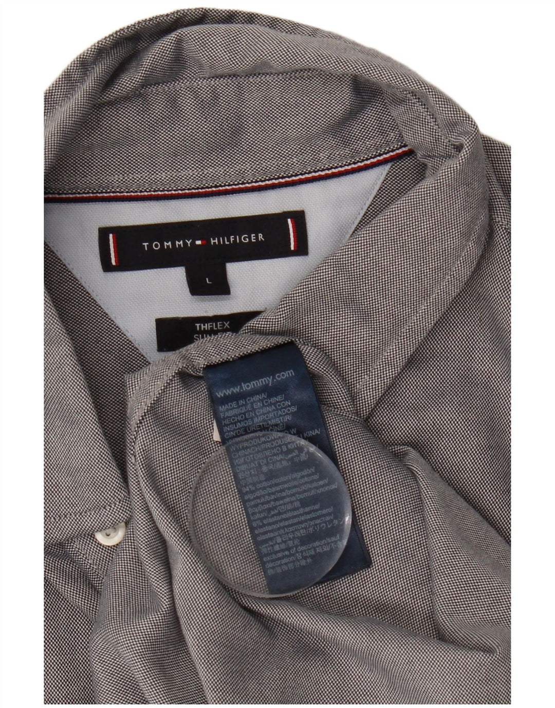 TOMMY HILFIGER Camicia slim fit da uomo grande in cotone grigio