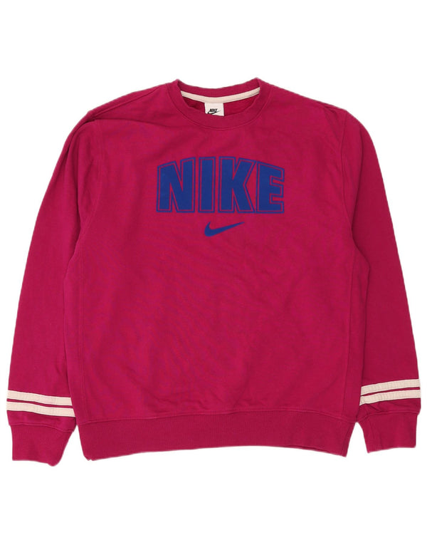 Felpa oversize con grafica Nike da donna UK 14 cotone rosa medio