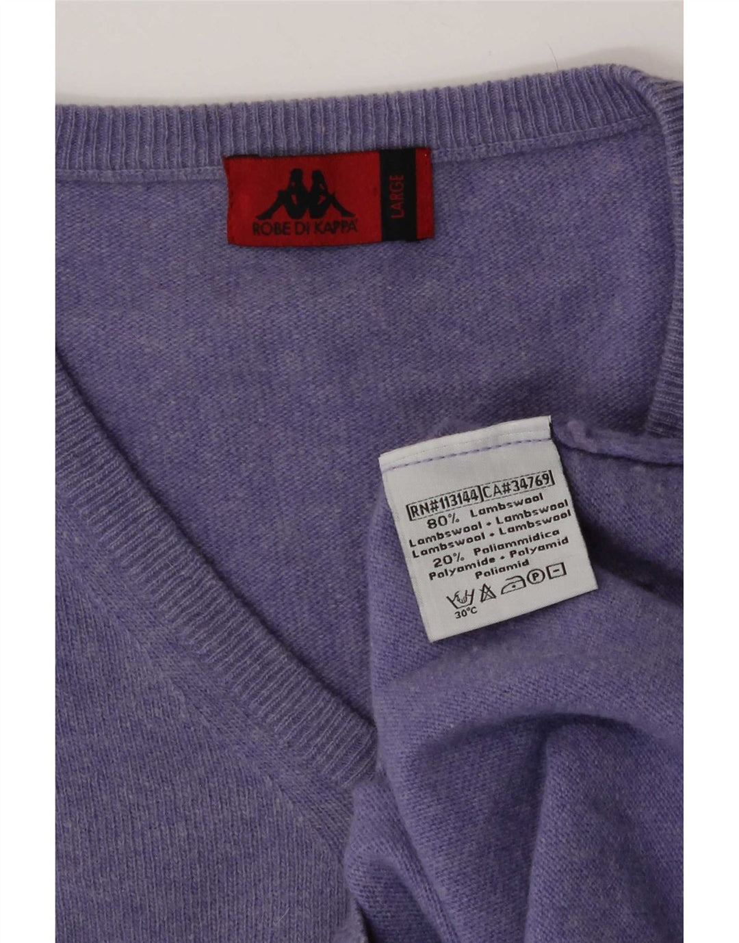 Maglione Kappa da uomo con scollo a V, grande lana d'agnello viola