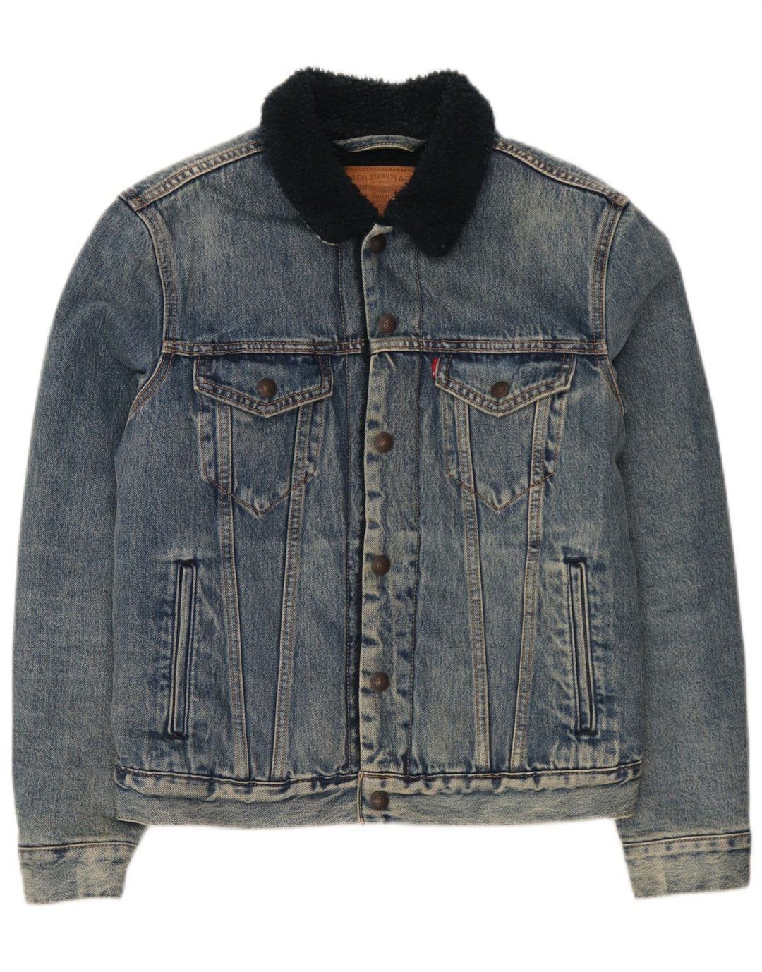 Giacca in denim Sherpa da uomo Levi's UK 36 piccolo cotone blu
