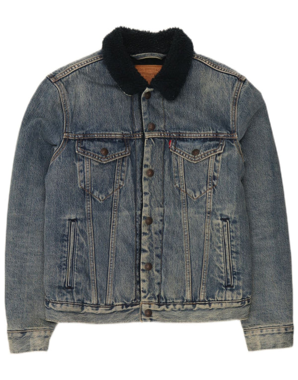 Giacca in denim Sherpa da uomo Levi's UK 36 piccolo cotone blu