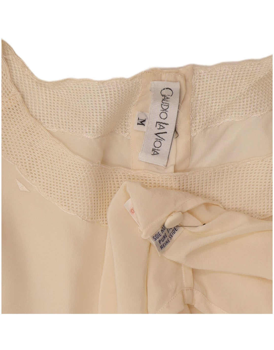 Top camicetta oversize da donna vintage UK 14 seta media bianco sporco