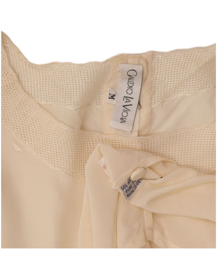 Top camicetta oversize da donna vintage UK 14 seta media bianco sporco