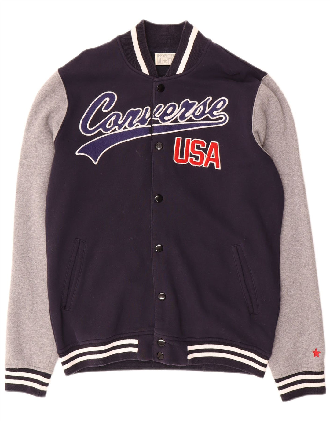 Converse Giacca grafica da uomo Varsity UK 40 Large Blu Navy Colourblock