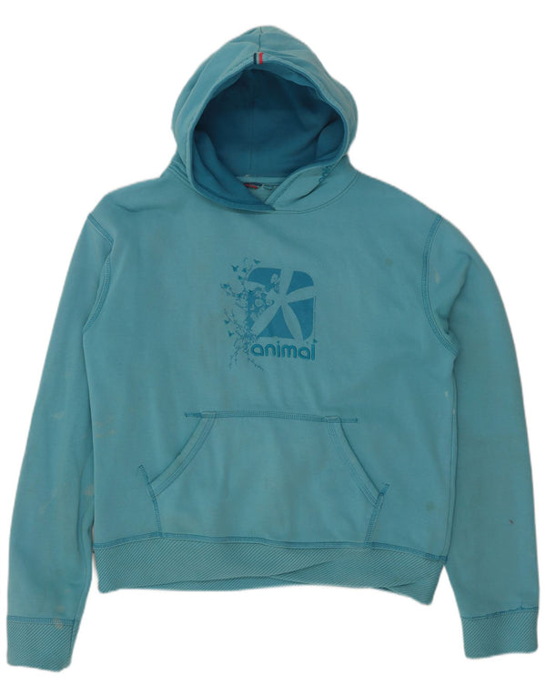 Maglione con cappuccio grafico da donna Animal UK 14 Cotone blu medio