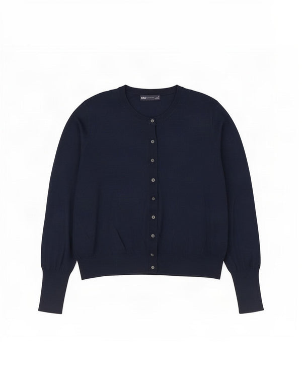 Maglione cardigan da donna Marks & Spencer UK 18 XL viscosa blu navy