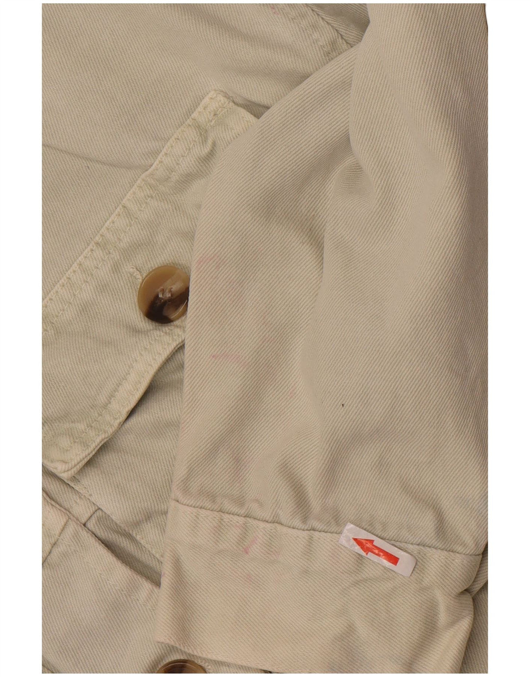 Giacca corta in denim da donna Zara UK 10 piccola in cotone bianco sporco