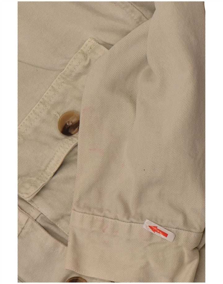 Giacca corta in denim da donna Zara UK 10 piccola in cotone bianco sporco