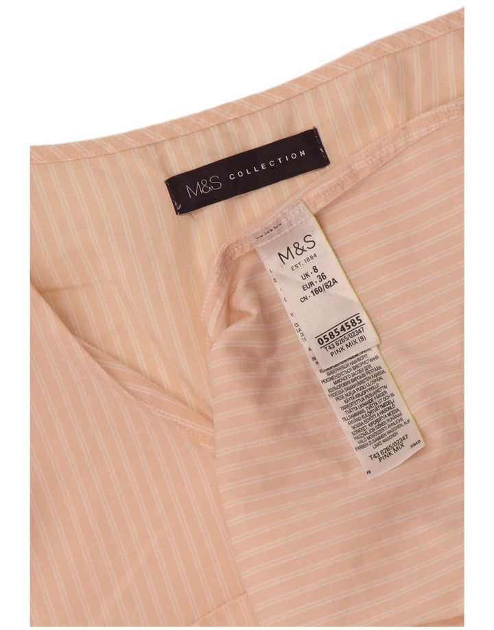Camicetta a maniche lunghe da donna Marks & Spencer UK 8 piccolo gessato rosa