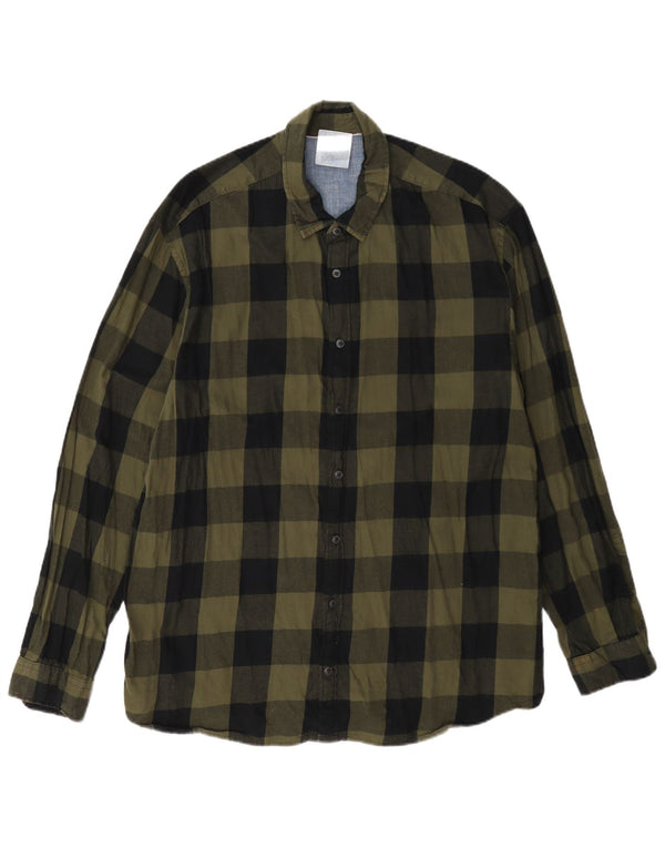 Jack & Jones Camicia da uomo in flanella XL verde cotone a quadretti