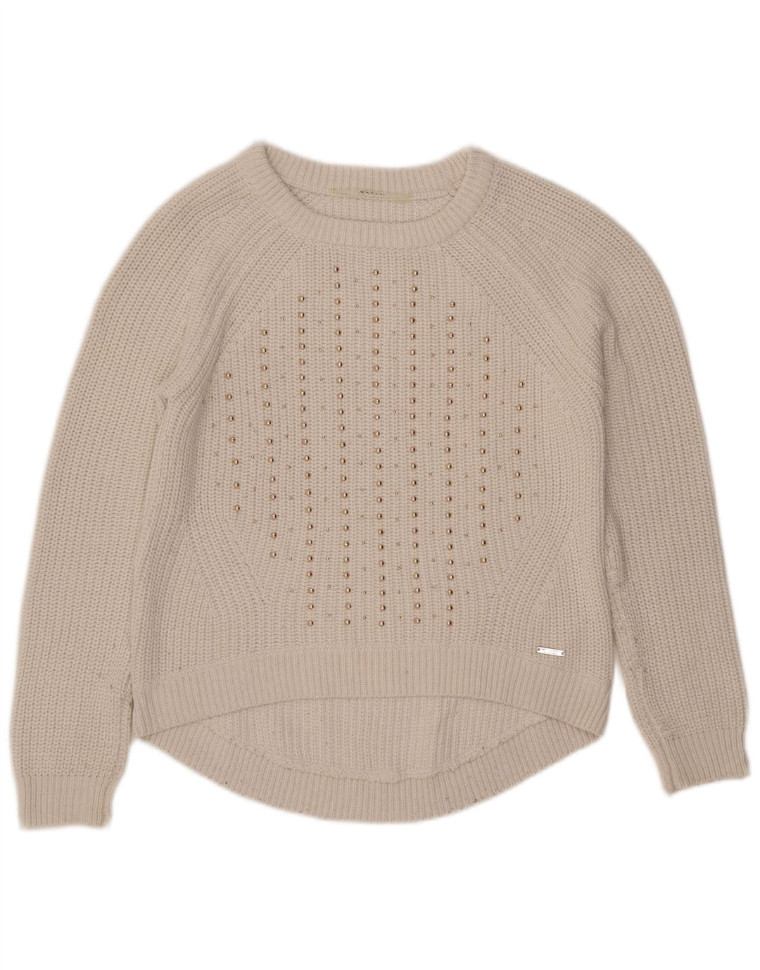 GUESS Maglione oversize da donna con scollo a barca UK 6 Piccolo cotone bianco