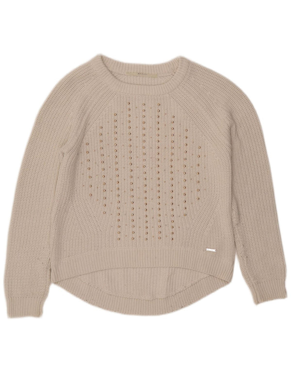 GUESS Maglione oversize da donna con scollo a barca UK 6 Piccolo cotone bianco