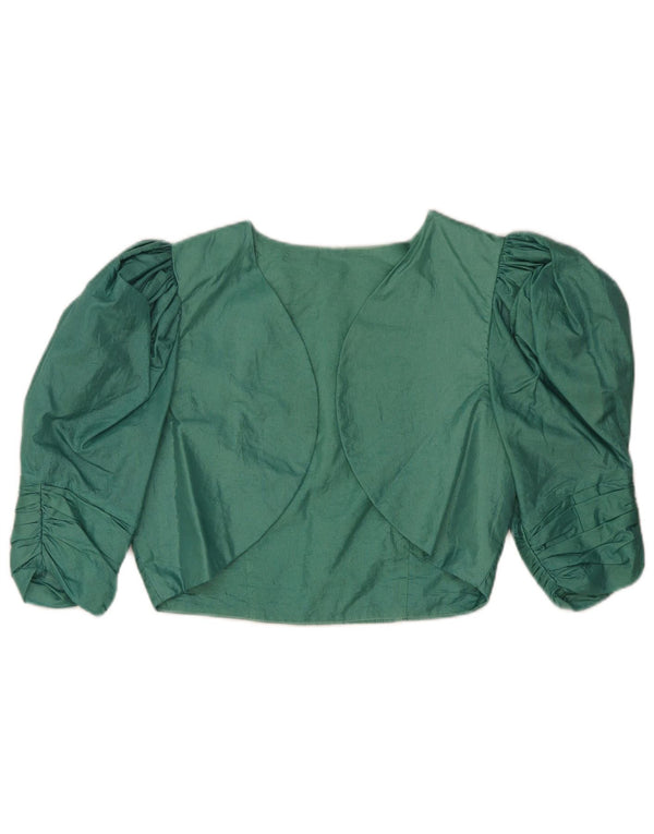Top Bolero vintage da donna con maniche a 3/4 UK 10 piccolo verde