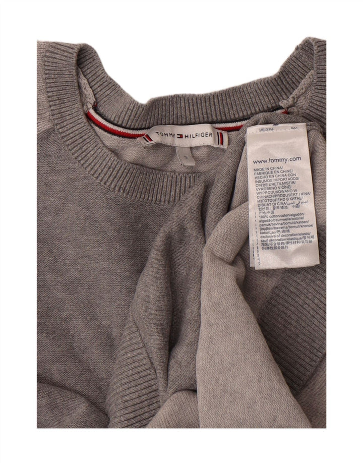 TOMMY HILFIGER Womens Oversized Crew Neck Jumper Sweater UK 10 Small Grey Vintage Tommy Hilfiger and Second-Hand Tommy Hilfiger from Messina Hembry 