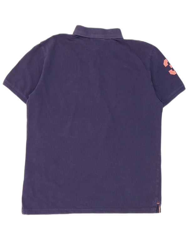 U.S. Polo Assn. Mens Graphic Polo Shirt Large Navy Blue Animal Print Cotton